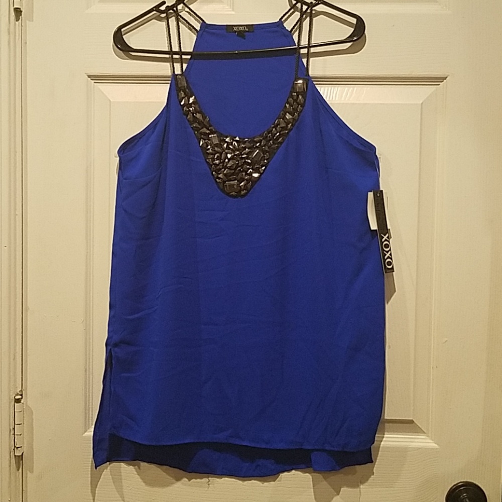 New blue sleeveless dress top